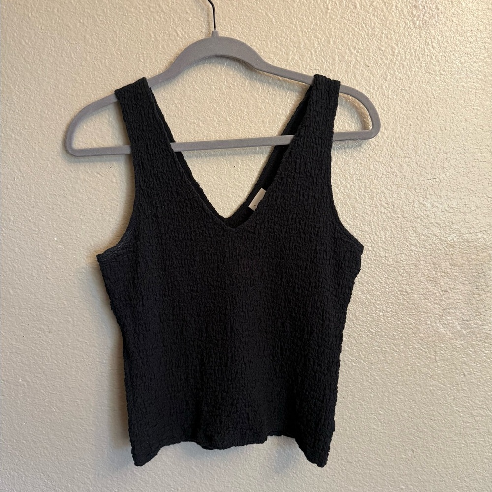 A New Day Black Fitted Textured Tank Top